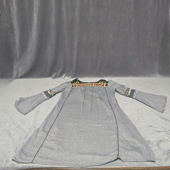 Luv 2 Luv Boho Long Sleeve Dress With Ties And Pockets, Size L - Picture 2 of 15